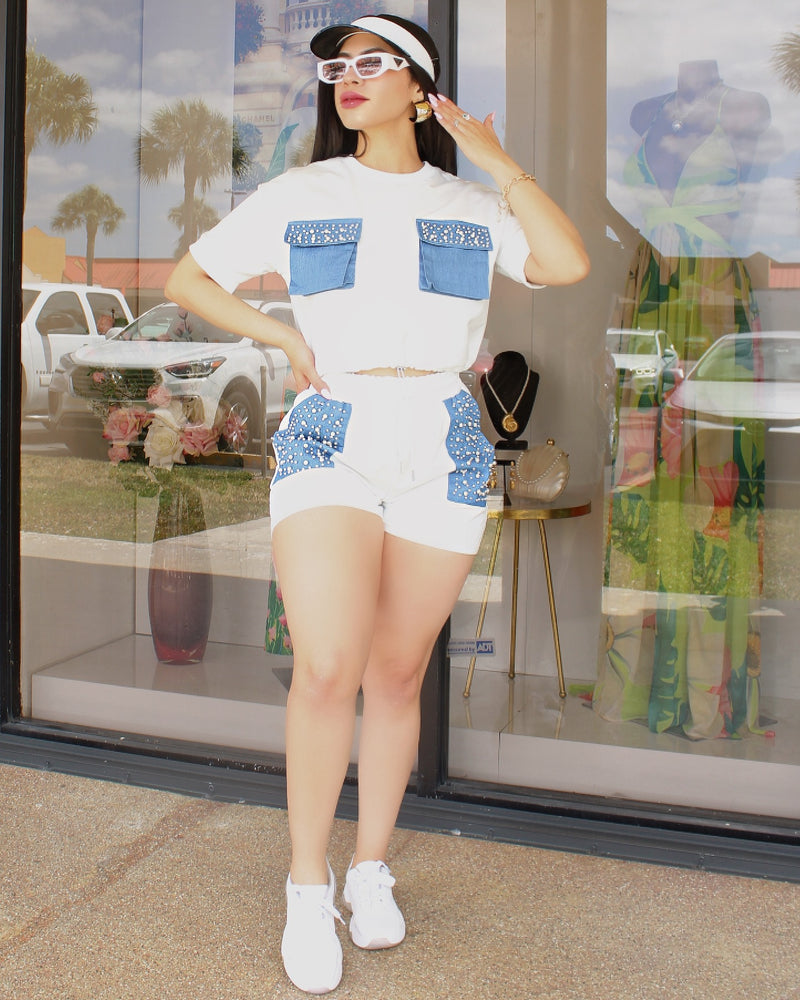 Ready For Summer Jogger 2 Piece Short Set White