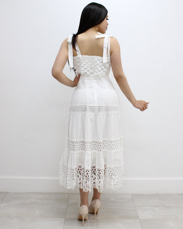 Ragazza Mia Crochet Maxi Dress White