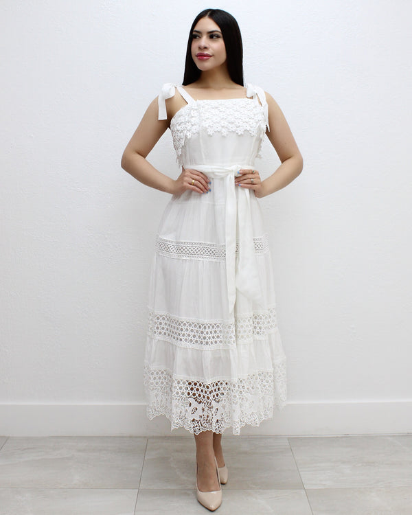Ragazza Mia Crochet Maxi Dress White