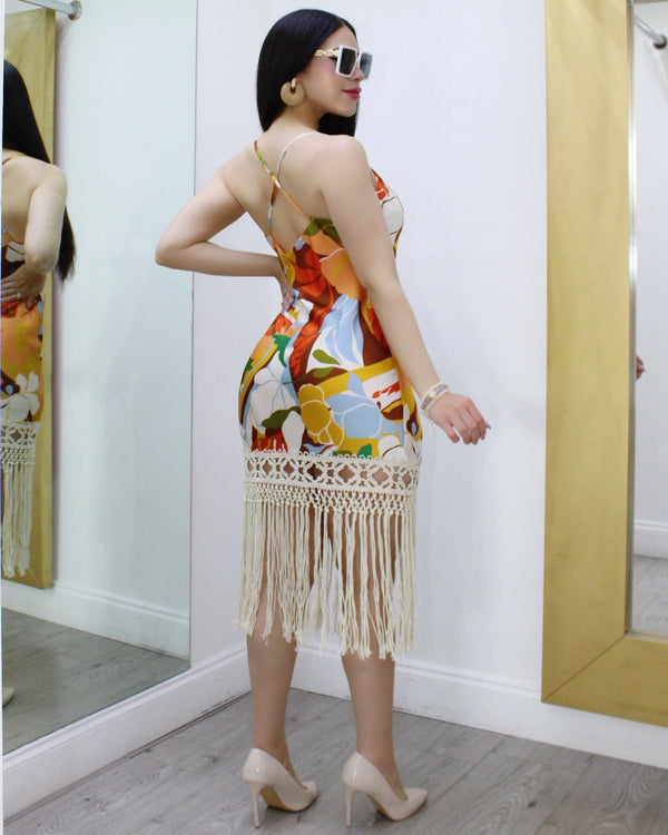 Dress To Impress Tropical Chic Crochet Bottom Midi Dress