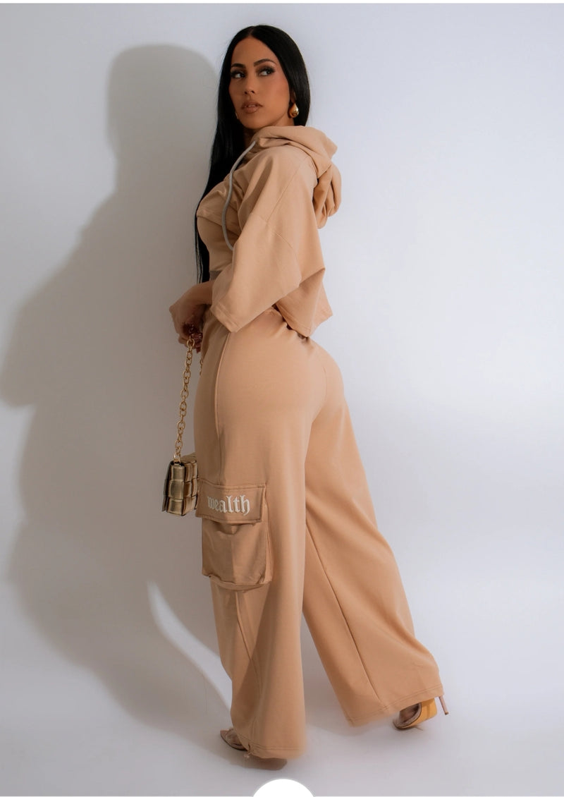 Make You Special Sport 2 Piece Pant Set Caramel