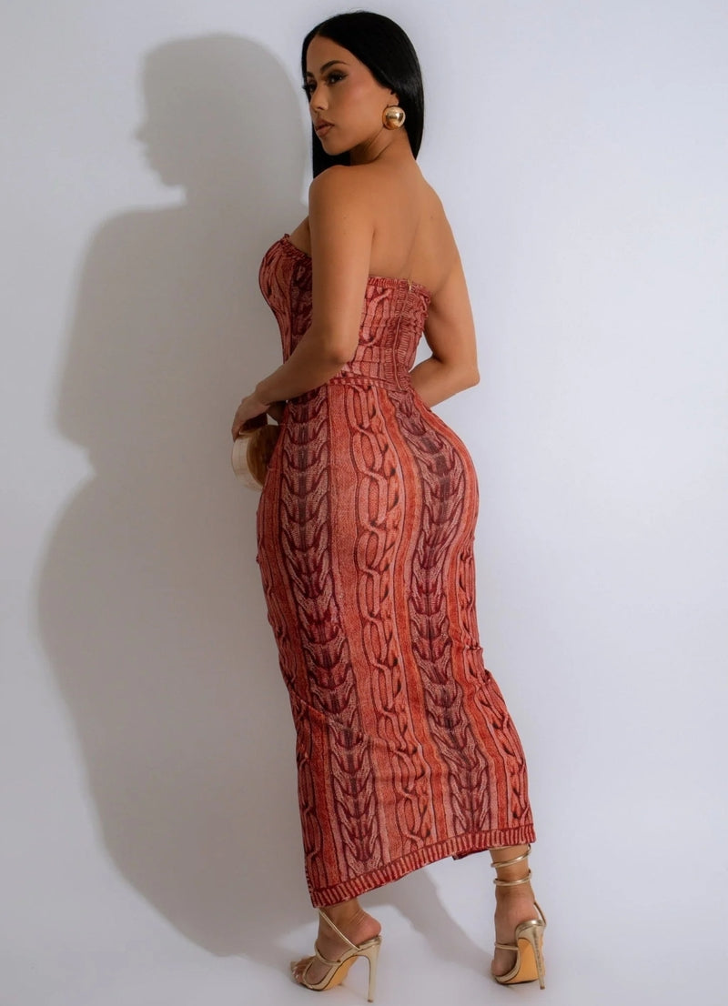 Fill My Expectations 2 Piece  Skirt Set Terracotta