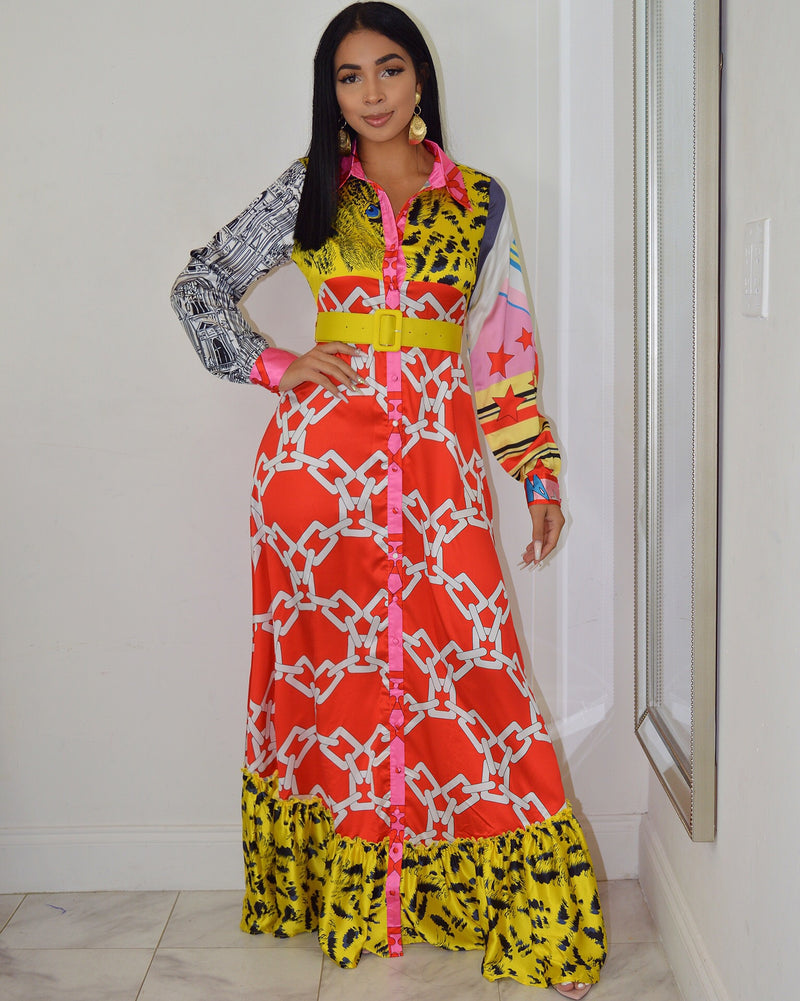 Chic in Print Long Sleeve  Maxi Dress - shanahancampos 