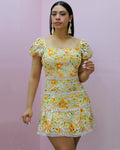 Sun-Kissed Floral Lace Mini Dress