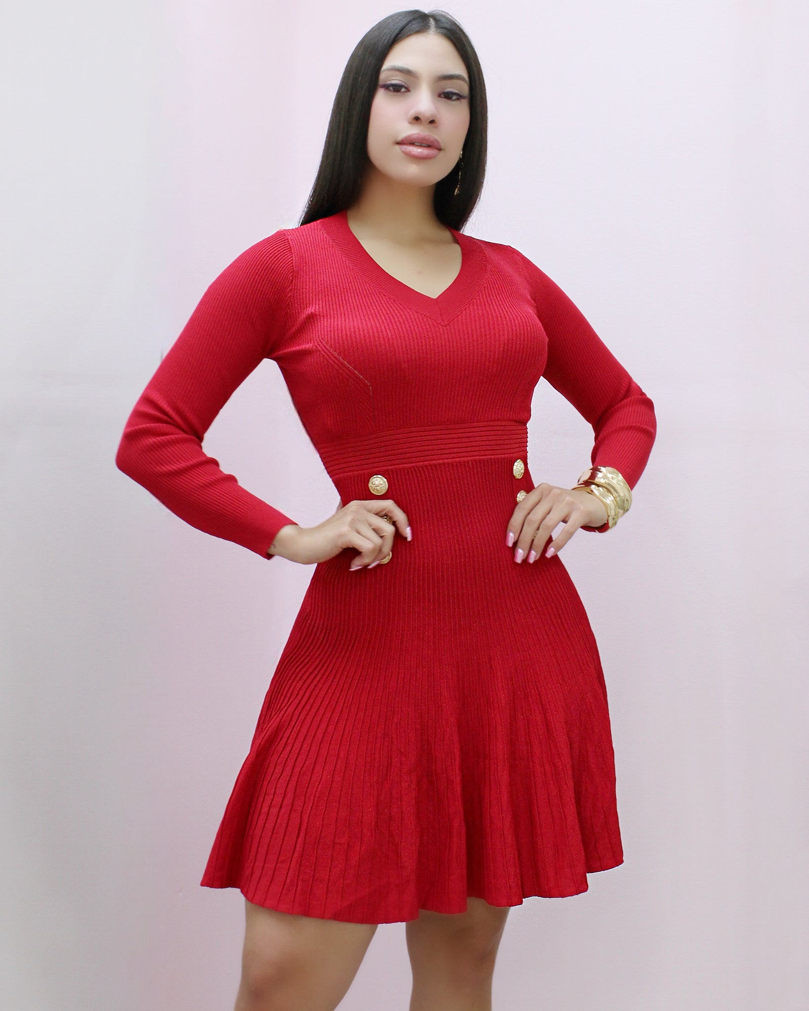 Look Classy On Me Knit Mini Dress Red - Stretch Knit For Flattering Evening Style
