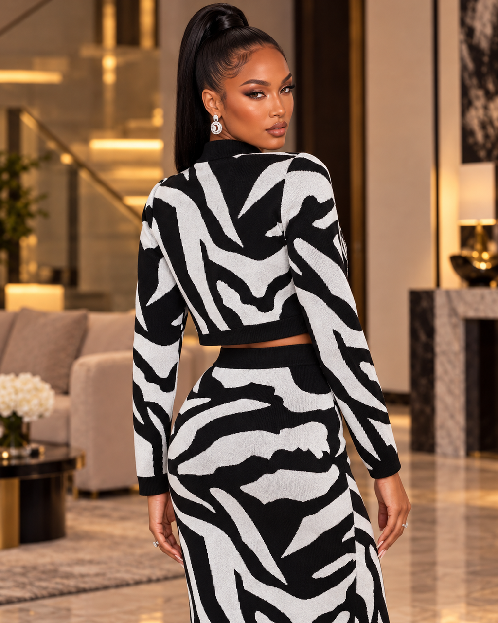Savanna Muse Zebra Knit Three-Piece Set