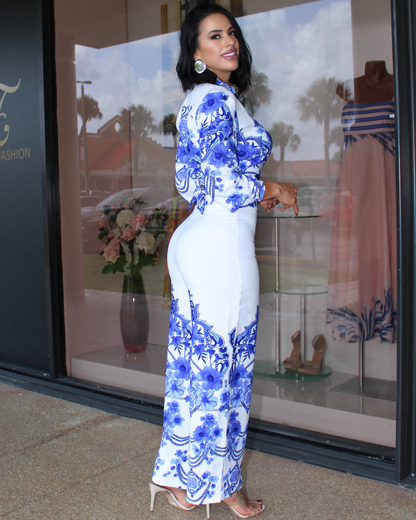 Paradise Vibes Pant Set Royal Blue