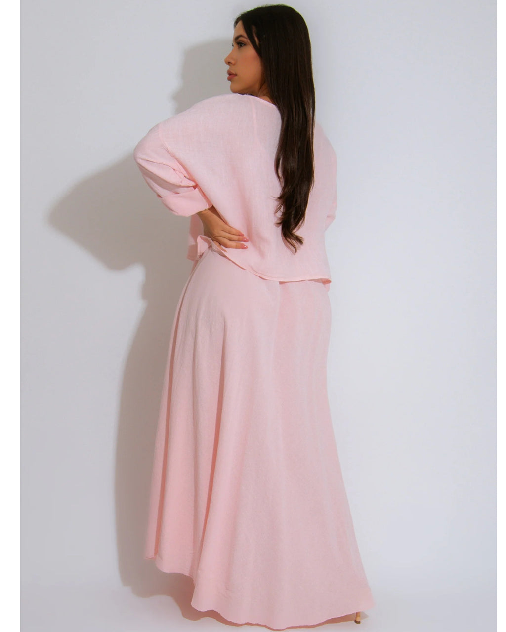Breezy Couture Easy And Breezy Dress Set Pink - Versatile Two-Piece Poplin Skirt Set Worn Tucked In Or Out