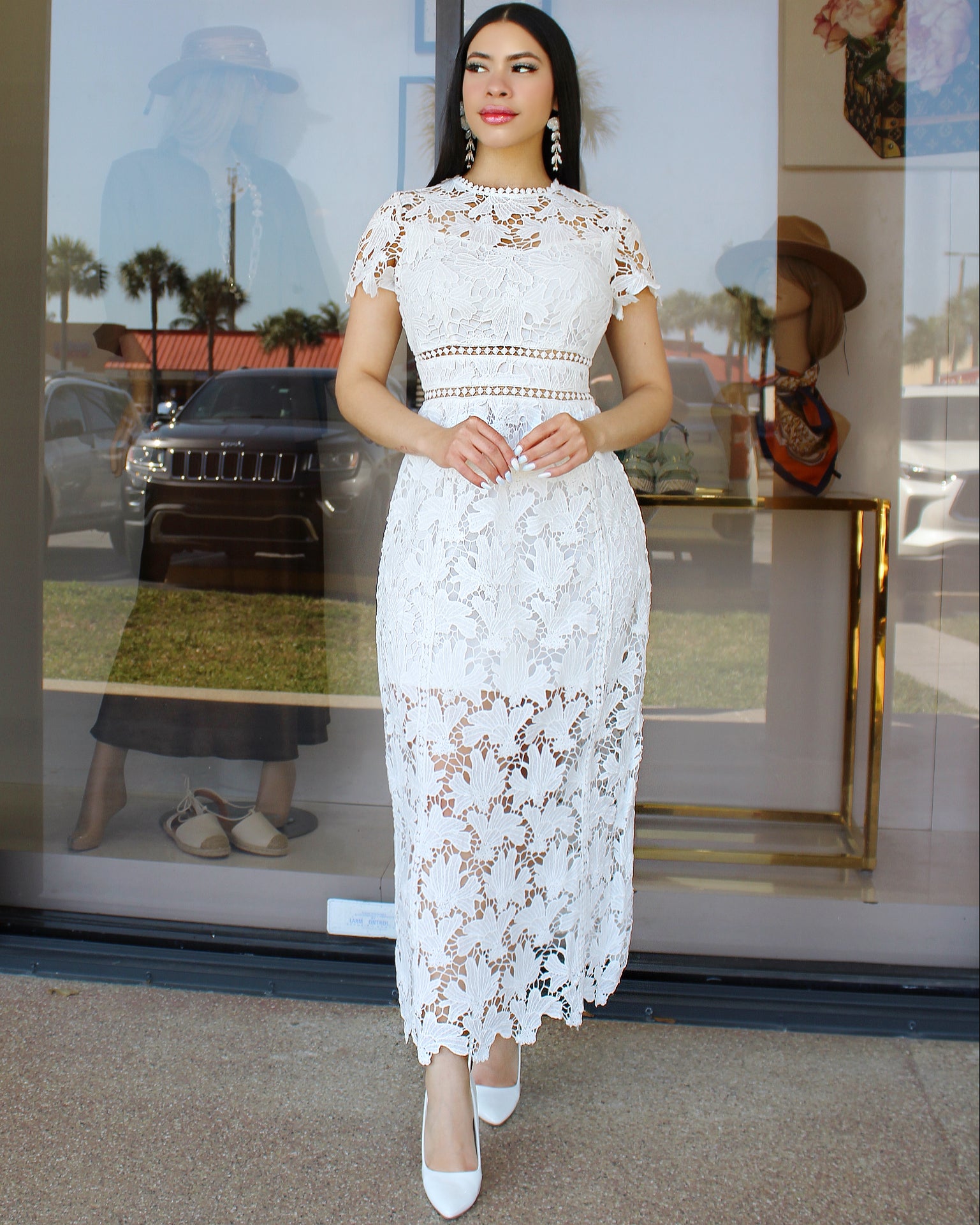 Pure Elegance Crochet Maxi Dress White - 100 Percent Crochet No Stretch Event Ready