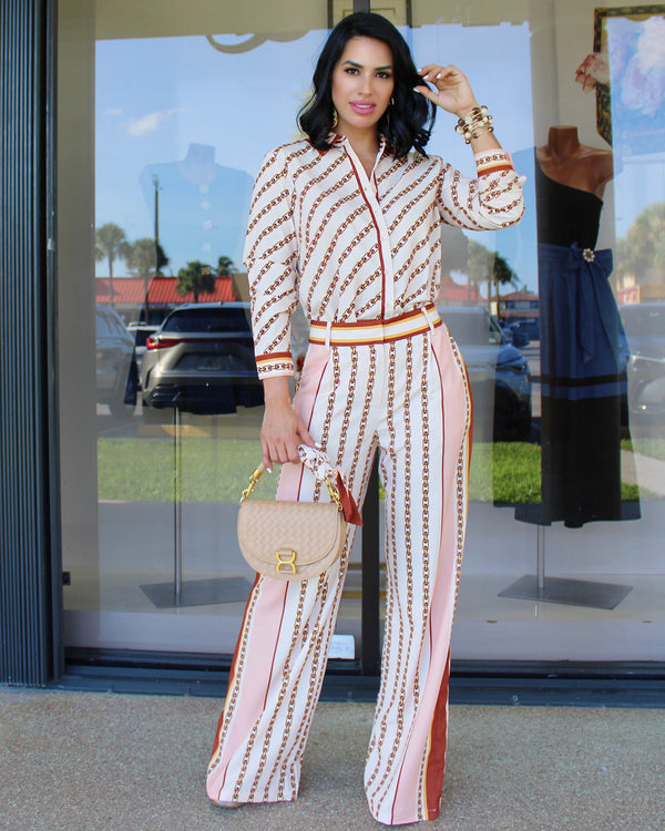 Timeless Sophistication Striped Chain 2 Piece Set