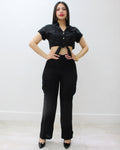 Close Friends 2 Piece Linen Pant Set Black - Breathable 100 Percent Linen Comfort For Everyday Wear