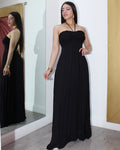 Beauty Touch Chiffon Maxi Dress Black Adjustable Front Strap 100 Percent No Stretch