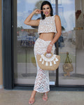Daisy Dream Sheer Floral Two-Piece Skirt Set - Non Stretch Fabric For Elegant Silhouette