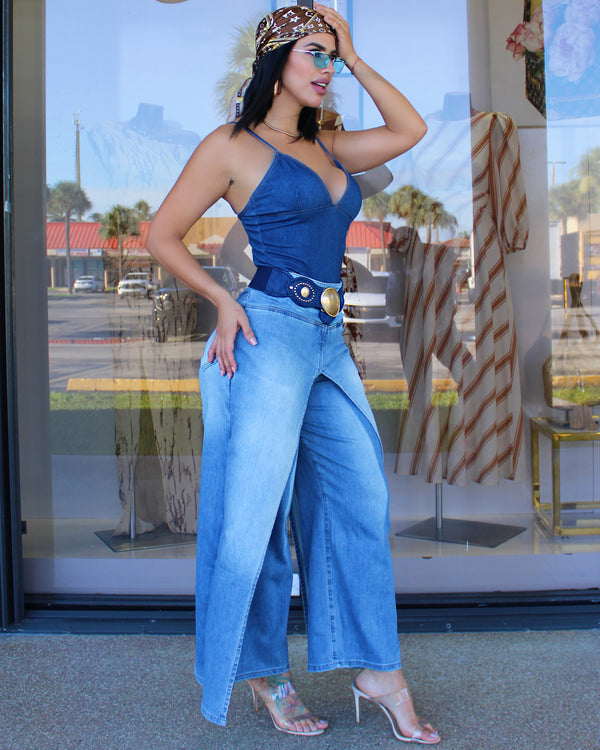 Wild West Chic – Split Jeans Mid Blue