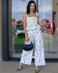 Art Sketch Palazzo Ensemble 2 Piece Chiffon Set With Coordinated Top For Effortless Elegant Look