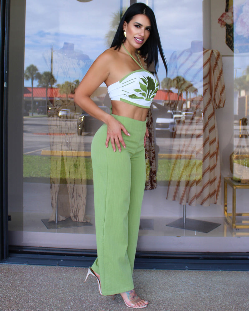 Verde Paraizo Green Embroidered  Set