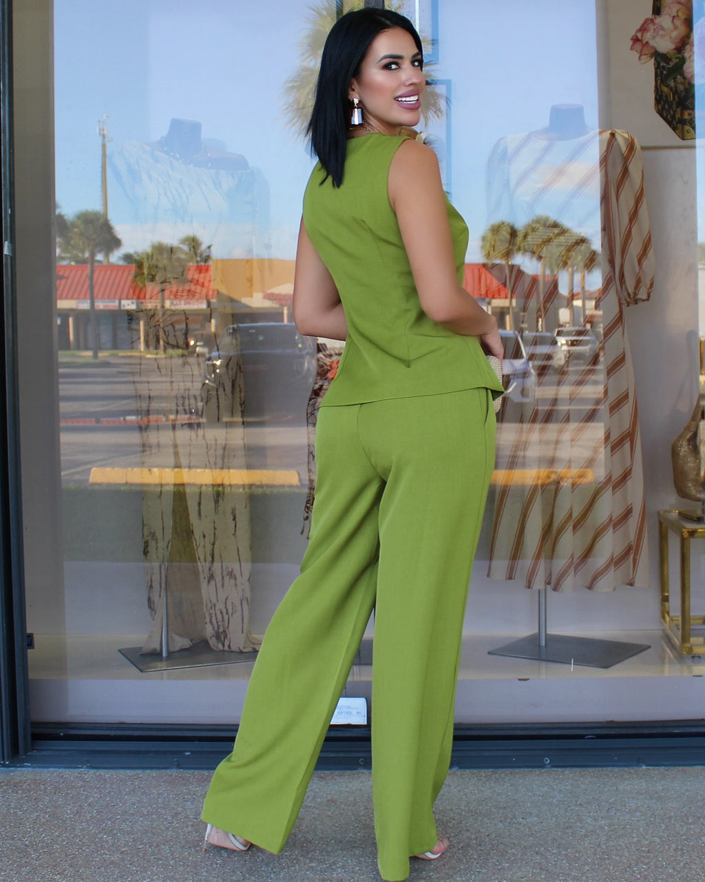 Luxe Comfort Two Piece Pant Set Green - Ultra Soft No Stretch Polyester Rayon Blend