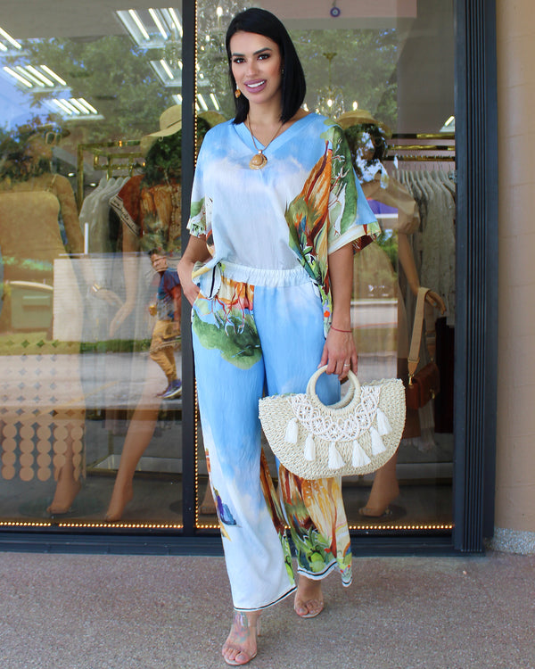Tropical Paradise Canvas Set – Relaxed Elegance Light Blue