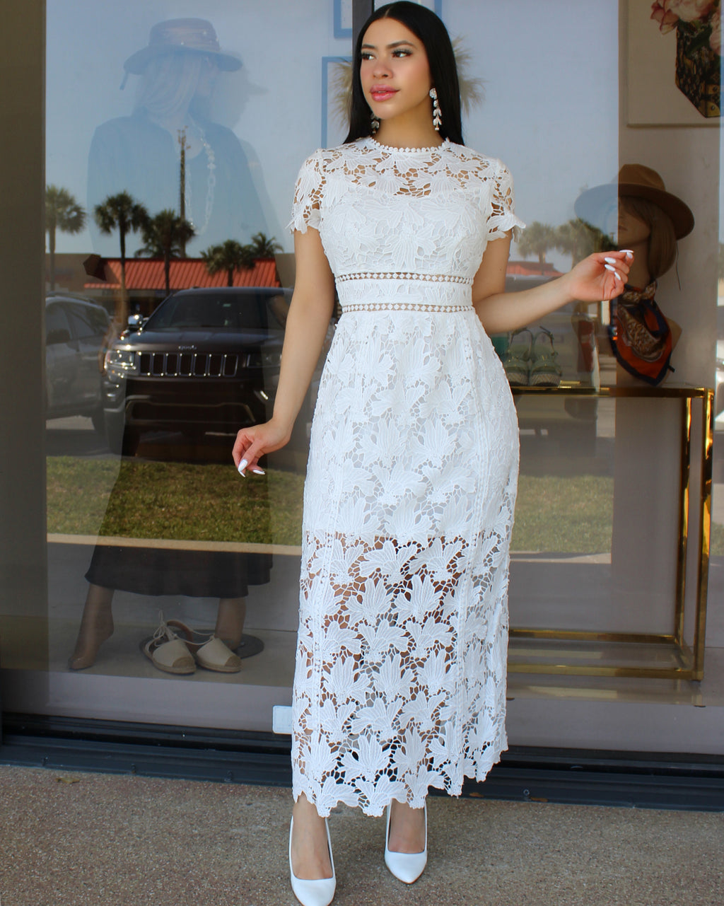 Pure Elegance Crochet Maxi Dress White - 100 Percent Crochet No Stretch Event Ready