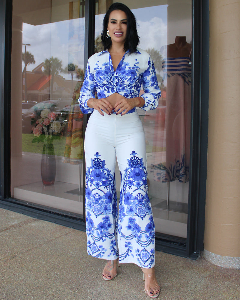 Paradise Vibes Pant Set Royal Blue