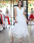 Indulge Me With Flowers Organza Long Dress - White 100% Cotton Slim Fit Perfect Event Wear