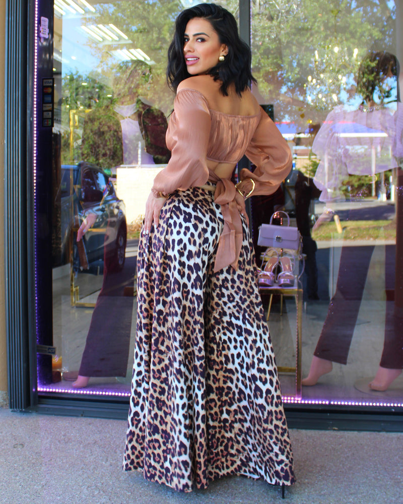 Glam Safari High-Waist Palazzo