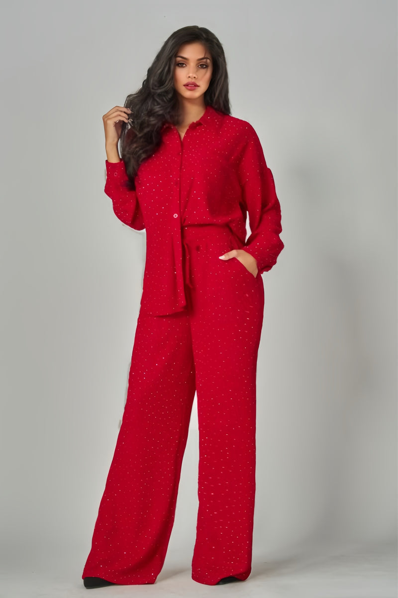 Soft Glam Lounge Set Cherry Red