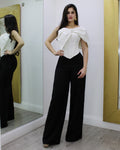 Be Bowed In Glam Two Tone Cotton Jumpsuit With Slight Stretch For A Flattering Everyday Look Size Medium