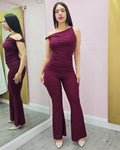 Chic My Way 2 Piece Pant Set Burgundy - Plenty Of Stretch For Flattering Comfort