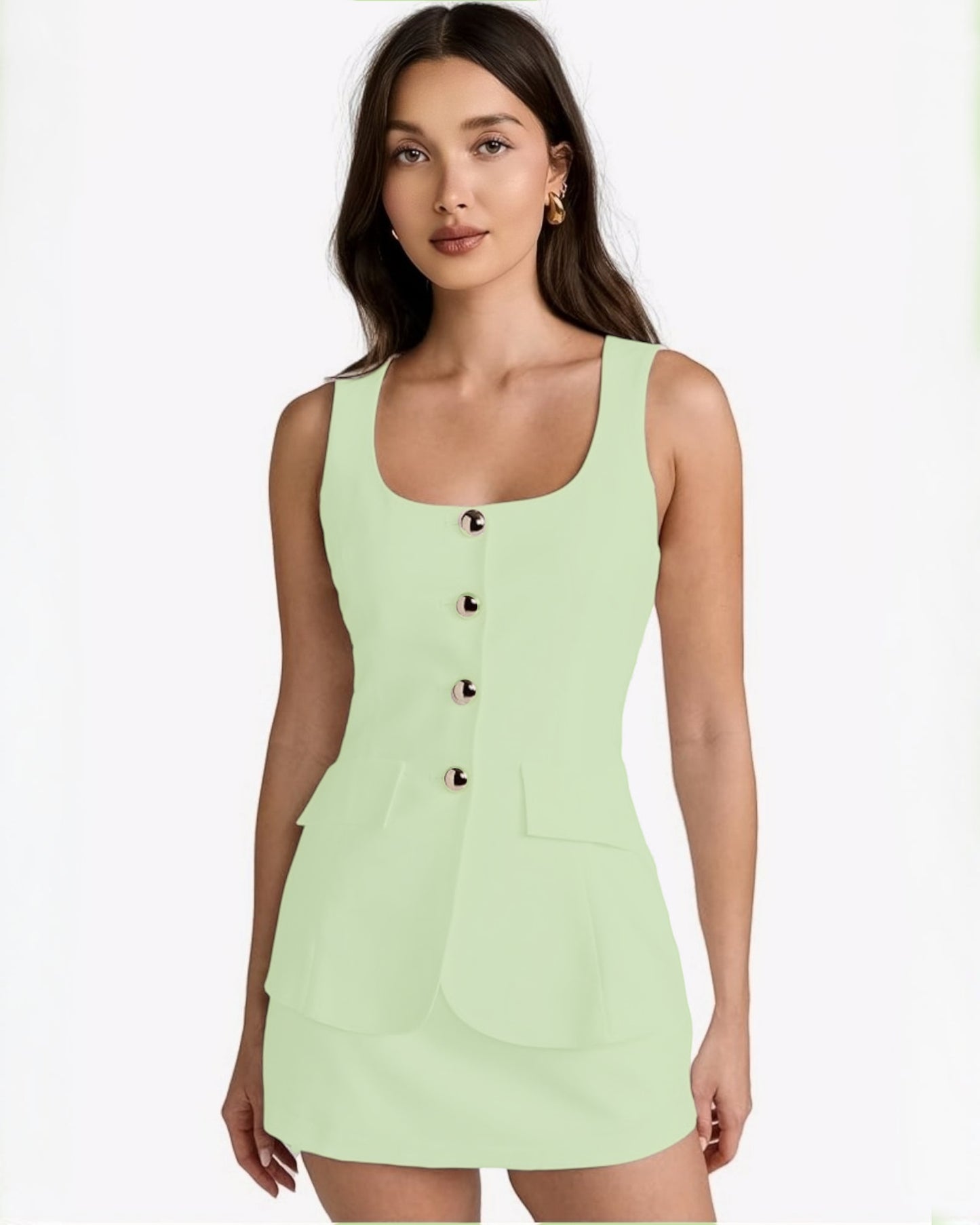 Amanda Sleeveless Skirt Set Mint Green