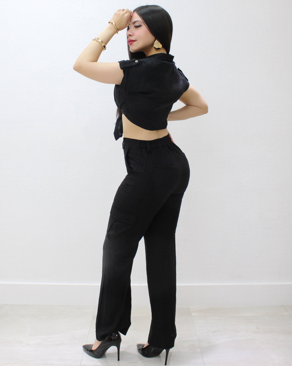 Close Friends 2 Piece Linen Pant Set Black - Breathable 100 Percent Linen Comfort For Everyday Wear