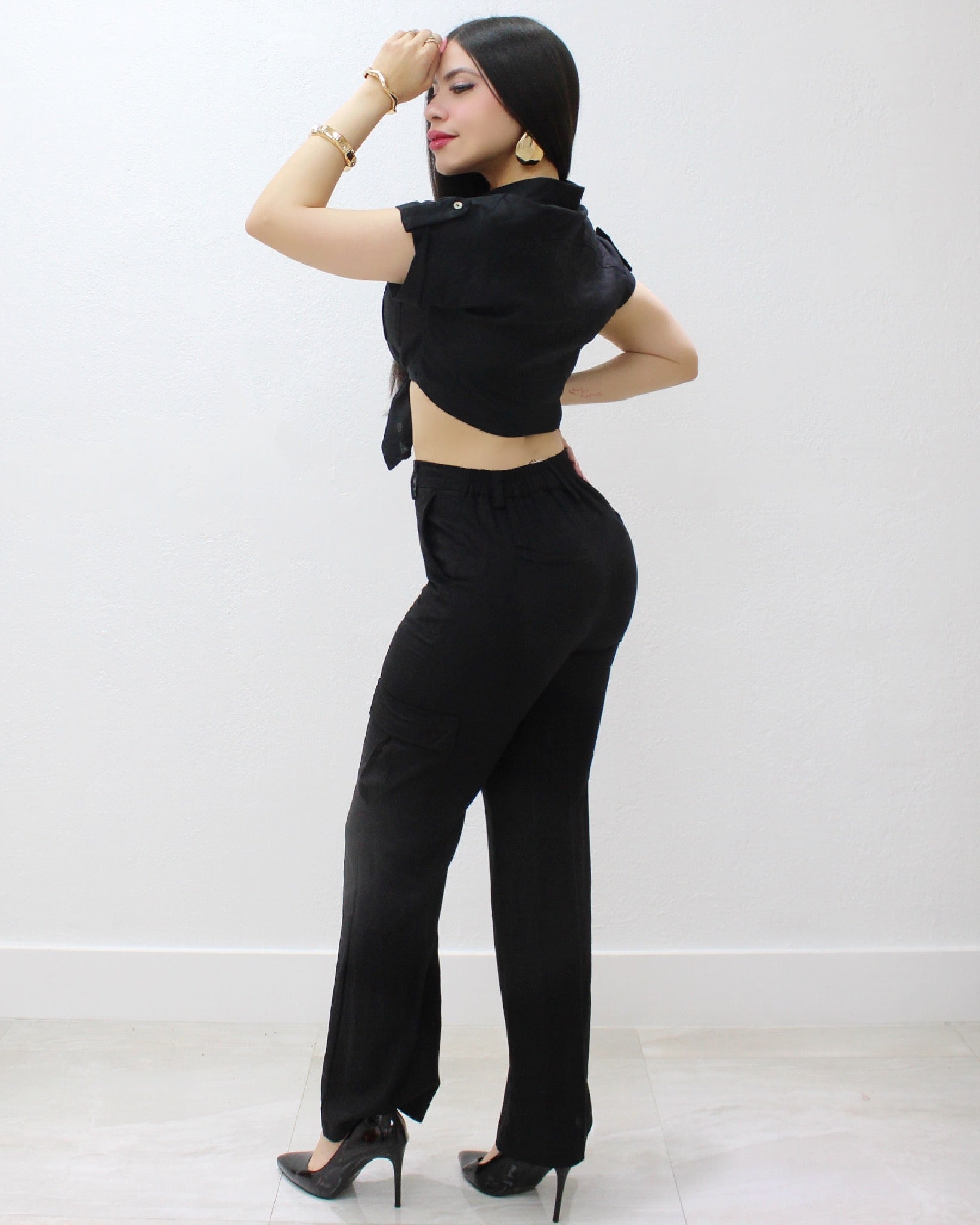 Close Friends 2 Piece Linen Pant Set Black - Breathable 100 Percent Linen Comfort For Everyday Wear