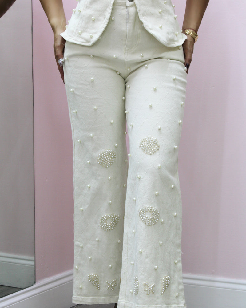 Ivory Luxe – Beaded Strapless 2 Piece Pant Set