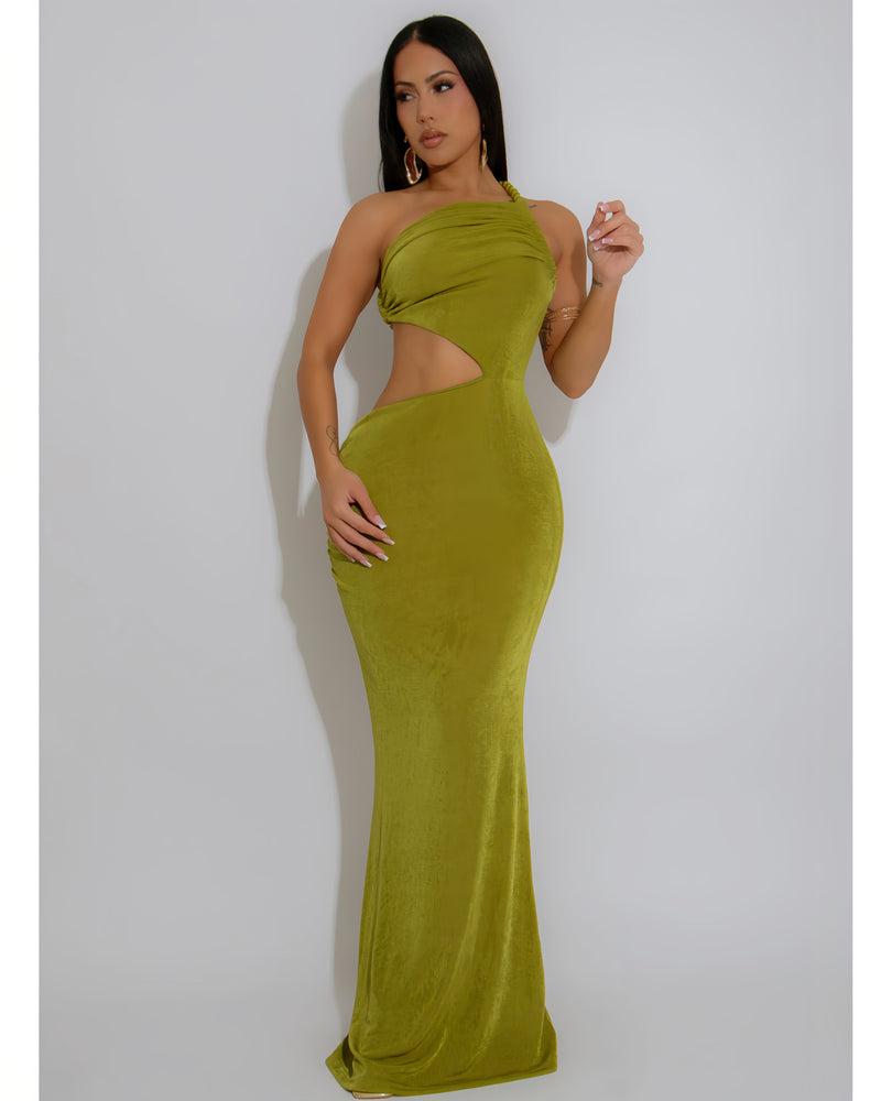 Allure Cut-Out Maxi Dress Green