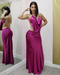 Best Interest Side Slit Maxi Dress Magenta 100 Percent Polyester No Stretch For Any Event