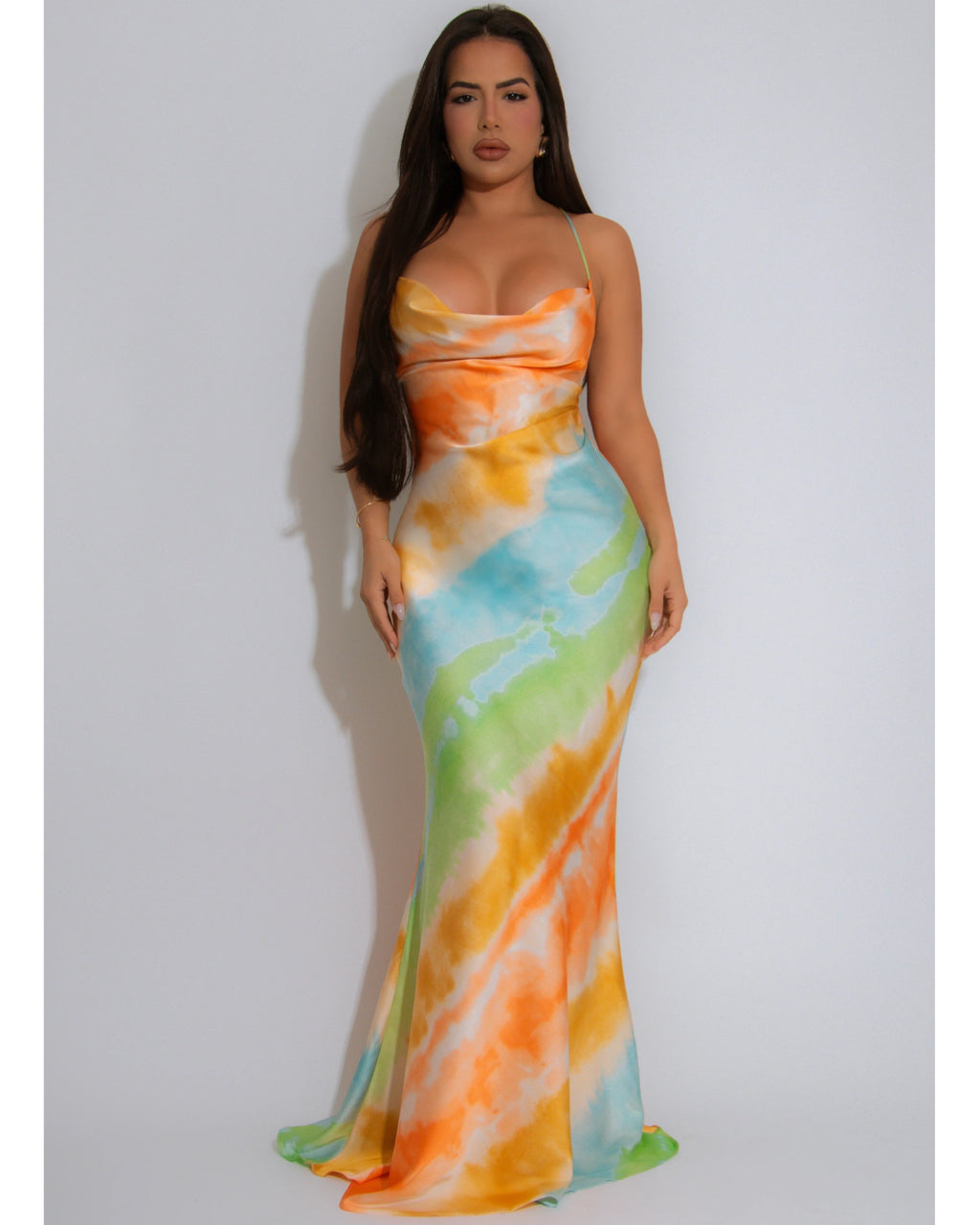 Drawn To You Satin Maxi Dress Multicolor - 100 Percent DoubleLined Satin No Stretch Elegant Eveningwear