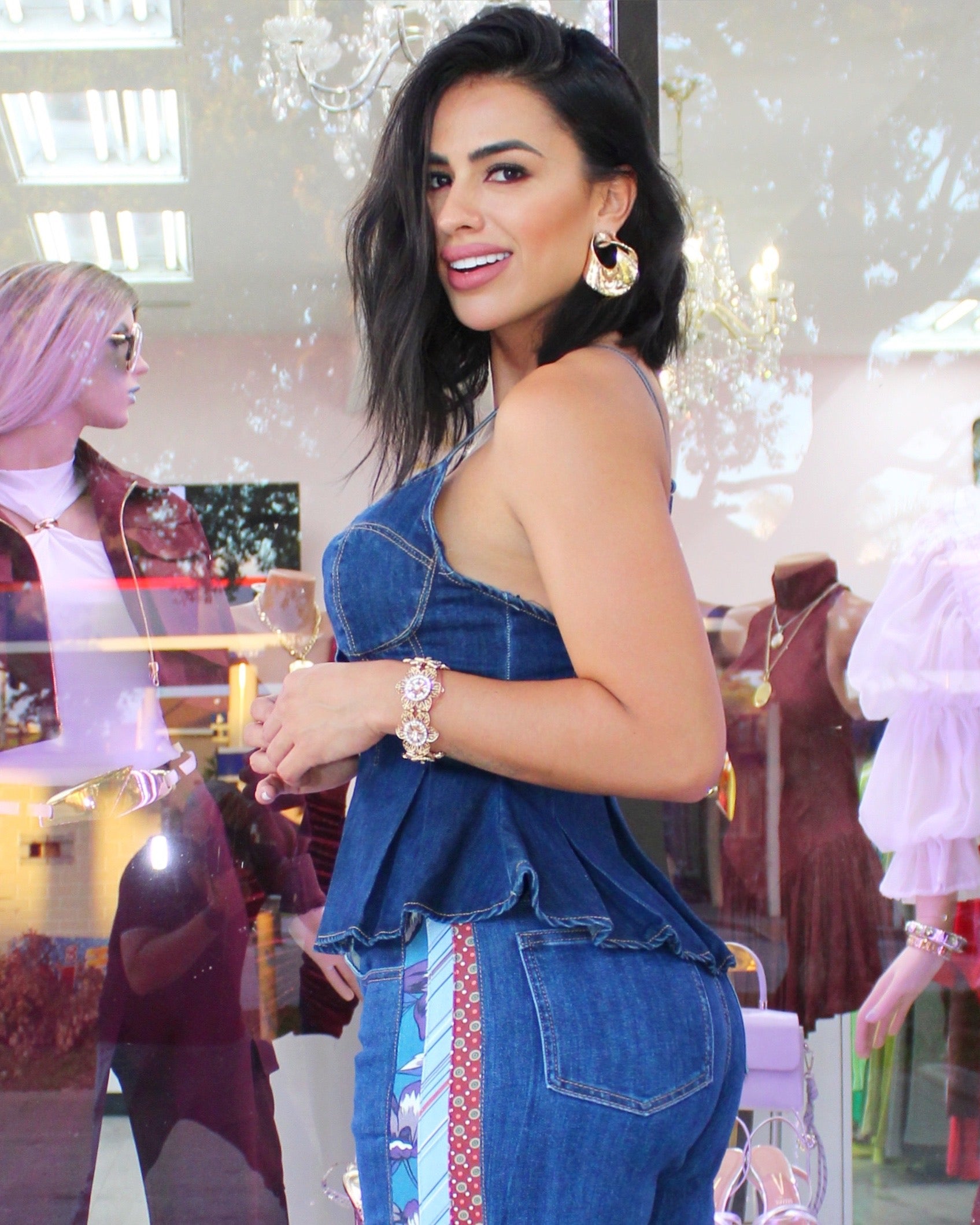 Structured Denim Top – Chic Button-Up Style