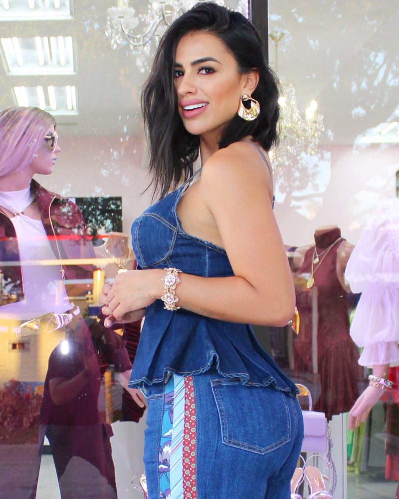 Structured Denim Top – Chic Button-Up Style