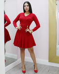 Look Classy On Me Knit Mini Dress Red - Stretch Knit For Flattering Evening Style