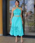 Turquoise Bloom Skirt Set  – Vibrant Elegance
