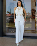Celestial Style Chain Jumpsuit White - Stretchy 100 Percent Polyester With Flattering Fit