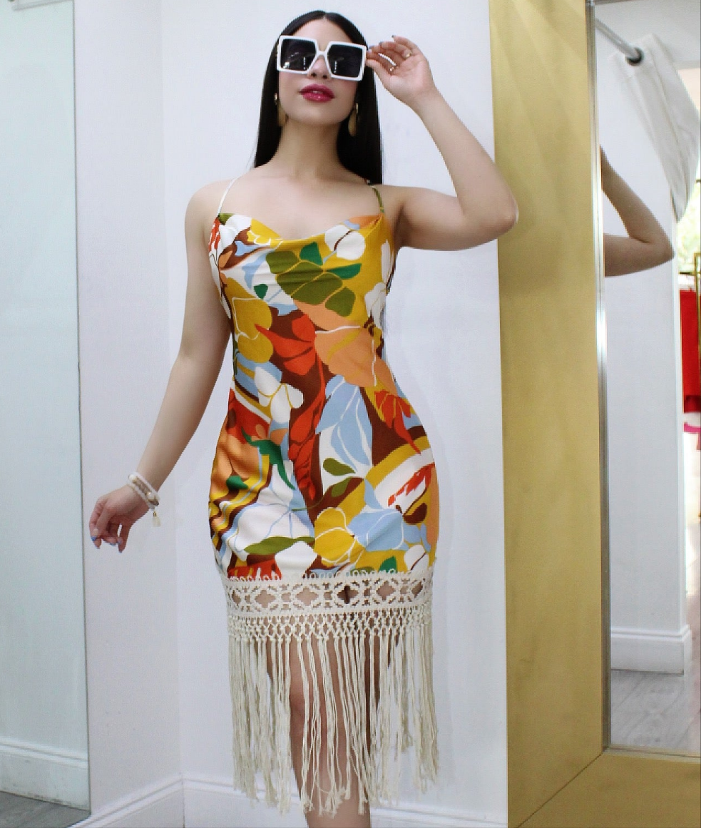 Dress To Impress Tropical Chic Crochet Bottom Midi Dress