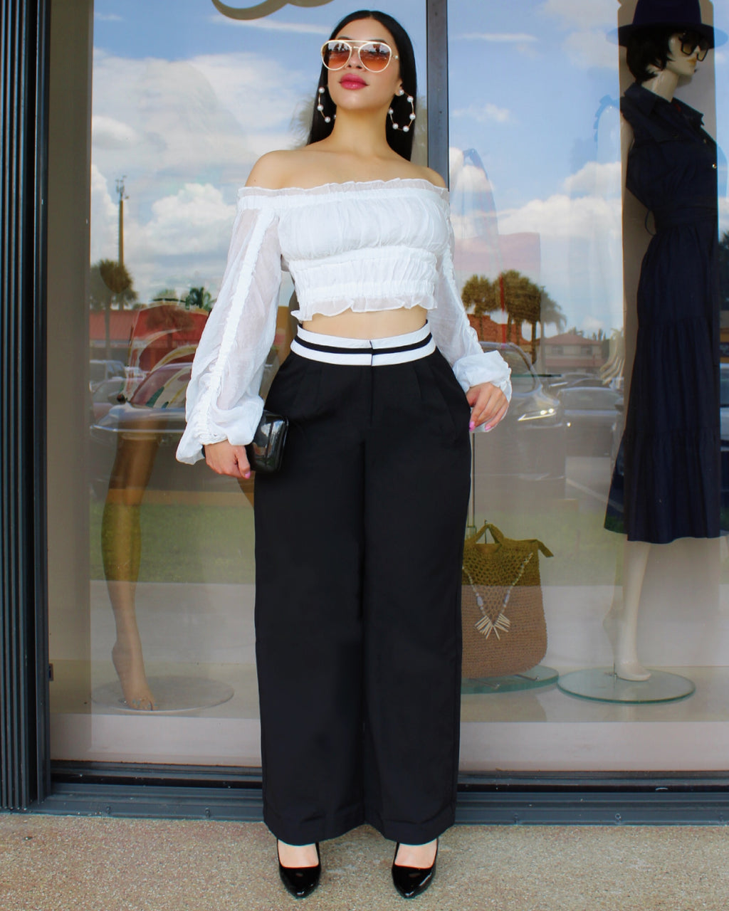 Let Be Real Black And White Trouser Pants - Flawless Fit With No Stretch 100 Percent Polyester