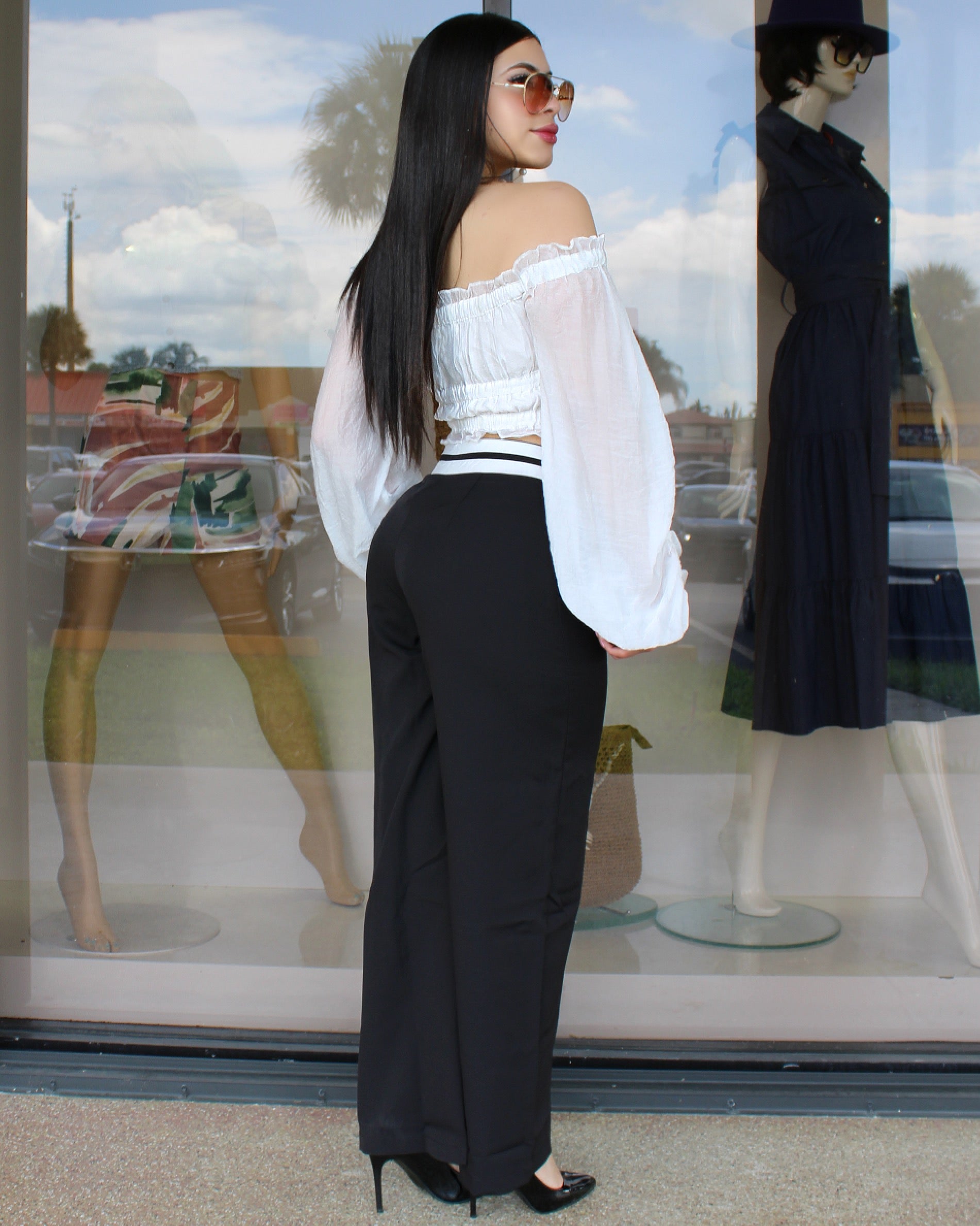 Let Be Real Black And White Trouser Pants - Flawless Fit With No Stretch 100 Percent Polyester