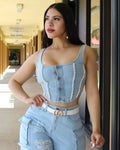 Indulge Me With Pearls Corset Top - Stretchy Polyester Cotton Blend For Flattering Fit
