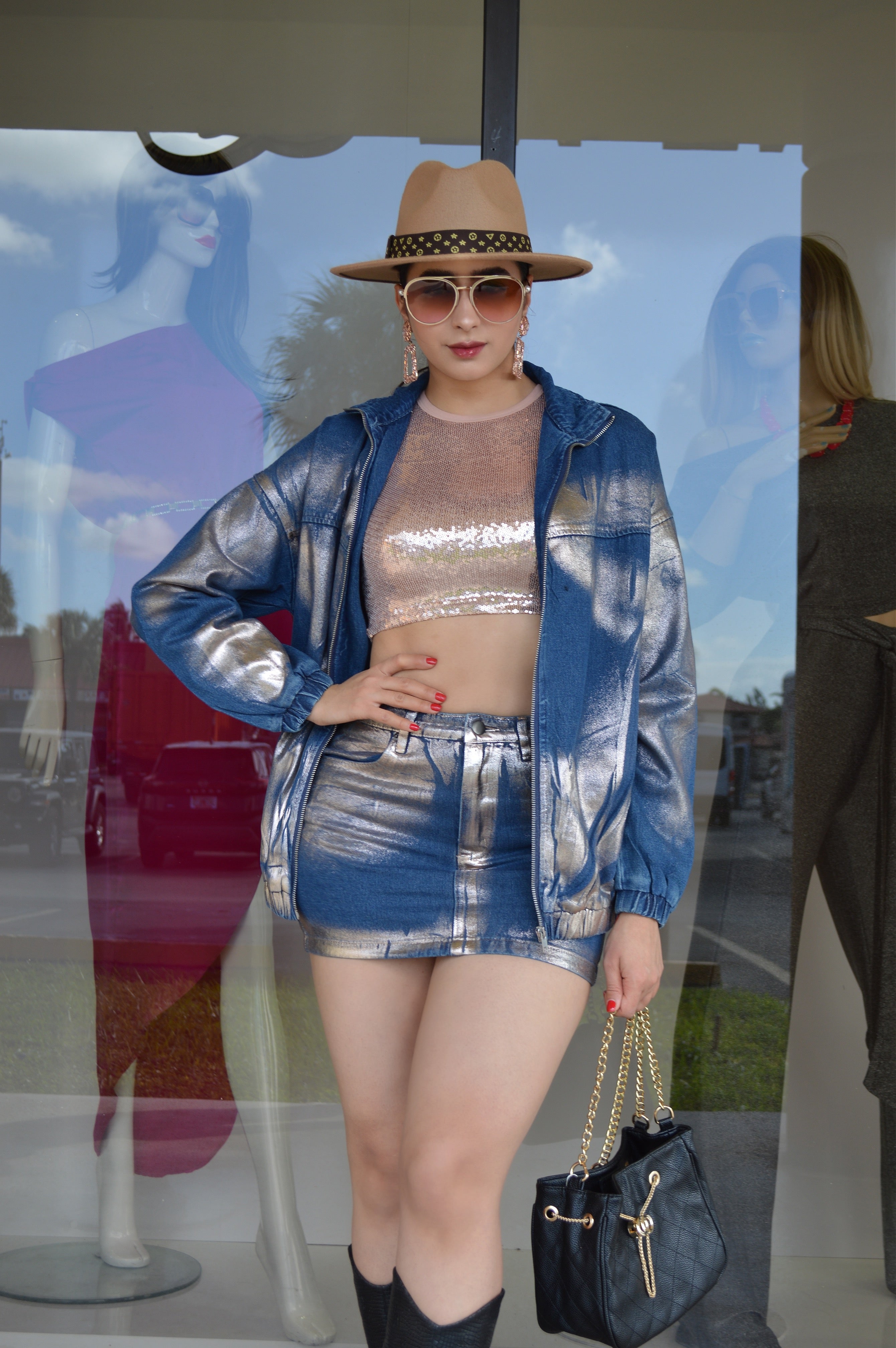 Rose Gold Is My Power Sequin Crop Top - Flattering Fit With Shimmering Sequin Shine