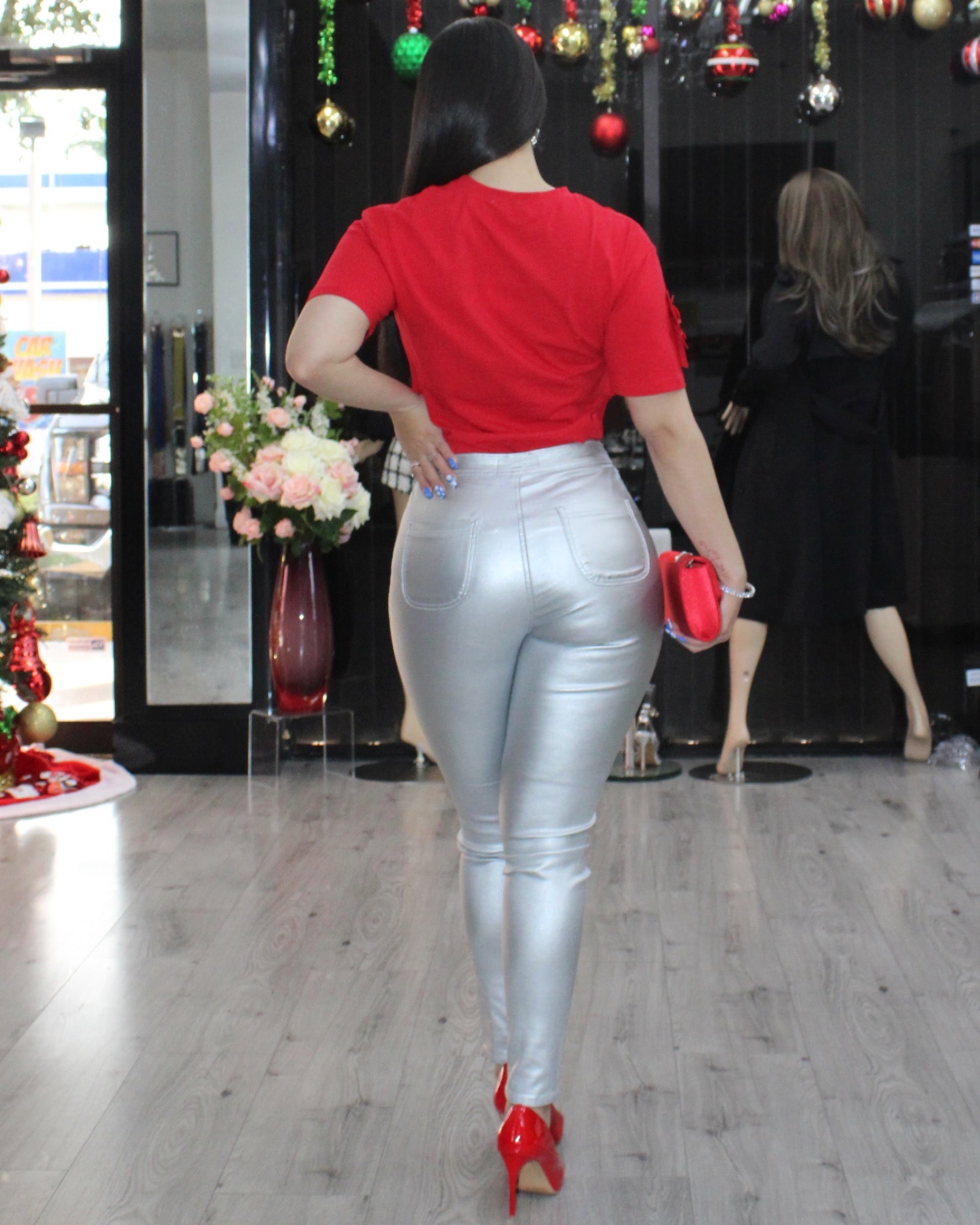 Feels Like It Faux Leather Jeggings Silver - Incredibly Well Fitting Stretchy 100 Percent Polyester And Spandex