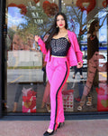 Be Proud Of Yourself Hot Pink Jogger Pant Set One Size Moderate Stretch Fabric Polyester Cotton Spandex