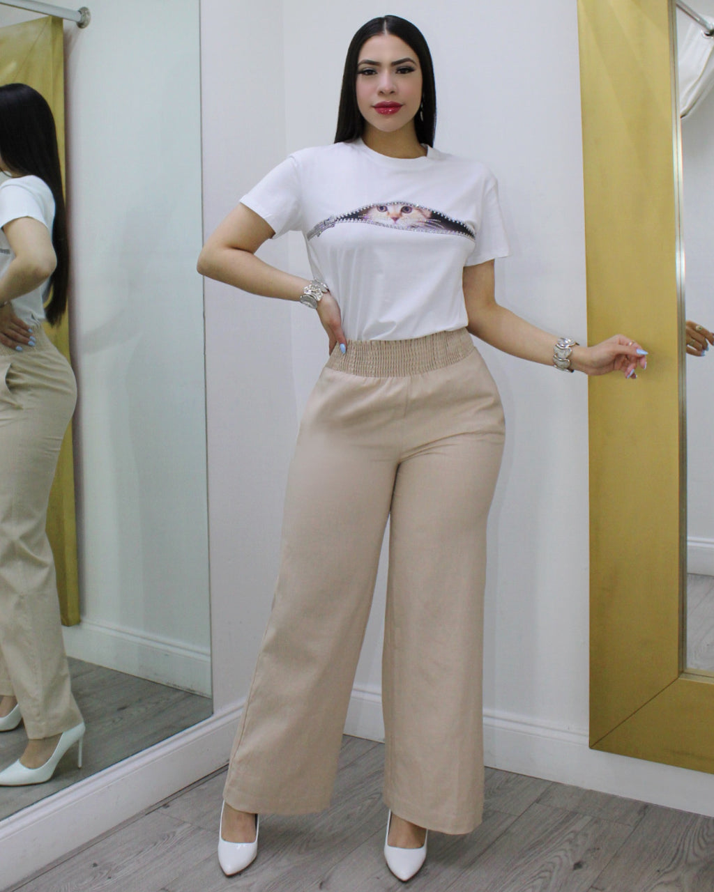 Go With The Season Nude Linen Pants - 100 Percent Linen No Stretch For Breathable Comfort
