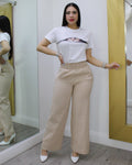 Go With The Season Nude Linen Pants - 100 Percent Linen No Stretch For Breathable Comfort